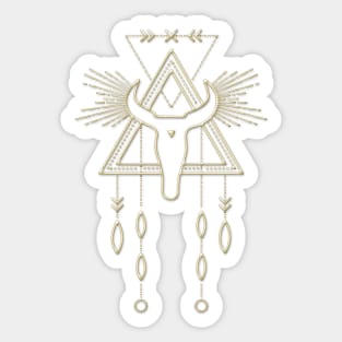 Golden Minimalist Line Art Tribal Shaman Sticker